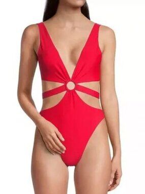 RAMY BROOK Lexi Strappy One Piece SWIMSUIT Size XL Red Ribbon Cheeky NEW $248
